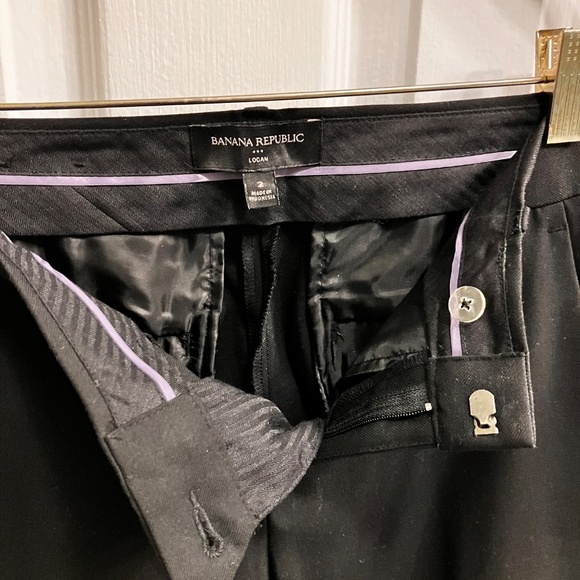 Banana Republic Factory Washable Logan Classic Black Tailored Trouser Pant - Picture 6 of 8